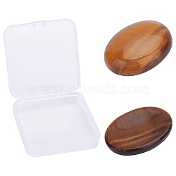 Natural Tiger Eye Massager, Worry Stone for Anxiety Therapy, Oval, 40x30x9mm, 2pcs/box(DJEW-SC0001-01A)