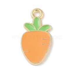 Food Series Alloy Enamel Pendants, Light Gold, Carrot, 20x10x1.5mm, Hole: 1.8mm(ENAM-Z010-04B-KCG)