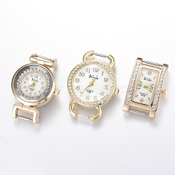 Golden Tone Mixed Style Alloy Rhinestone Quartz Watch Face Watch Heads, with Stainless Steel Back, Golden, 24~41x23~30x7.5~10mm(WACH-F009-M)