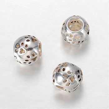 Rondelle Tibetan Style Alloy European Large Hole Beads, Antique Silver, 10x9mm, Hole: 4mm