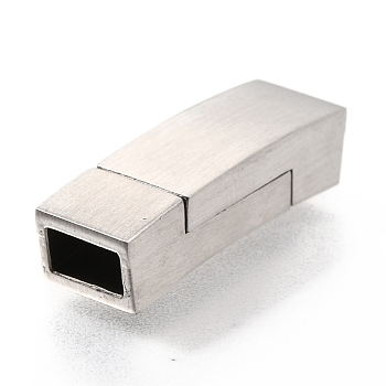 304 Stainless Steel Magnetic Clasps with Glue-in Ends, Curved Rectangle, Stainless Steel Color, 23.5x7.5x6mm, Hole: 3x6mm