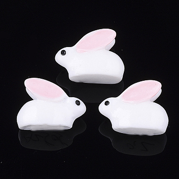 Bunny Resin Cabochons, Rabbit, White, 12x17x7.5mm