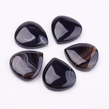 Natural Agate Cabochons, Dyed & Heated, teardrop, Black, 22~23x20~21x6mm