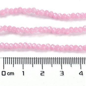 Baking Painted Imitation Jade Glass Bead Strands, Faceted Rondelle, Pink, 3x2mm, Hole: 0.8mm, about 158pcs/strand, 14.76''(37.5cm)