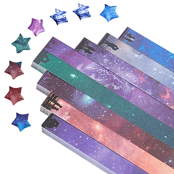 8 Colors Luminous Lucky Star Origami Paper, Folding Paper, Mixed Color, 217x9.5x50.5mm, 540pcs/bag