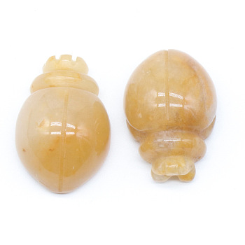 Natural Yellow Jade Carved Healing Beetle Figurines, Reiki Energy Stone Display Decorations, 25x17.5mm