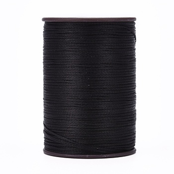 Flat Waxed Thread String, Micro Macrame Cord, for Leather Sewing Stitching, Black, 0.8mm, about 109.36 yards(100m)/roll