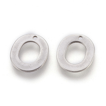 304 Stainless Steel Charms, Letter, Letter.O, 11x10x0.6mm, Hole: 1mm