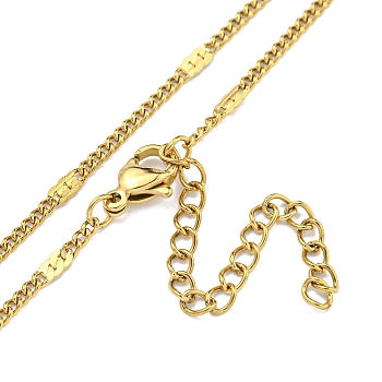 304 Stainless Steel Curb Chain Necklaces, Real 18K Gold Plated, 17.83x0.07 inch(45.3x0.18cm)