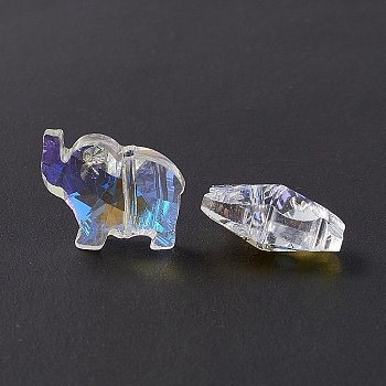 Transparent Glass Beads, Elephant, Sky Blue, 13x15x8.5mm, Hole: 1.2mm