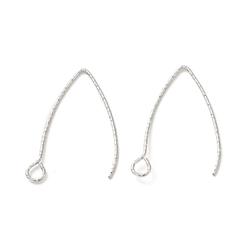 Ion Plating(IP) 316 Stainless Steel Earrings Finding, Earring Hooks, with Horizontal Loop, Stainless Steel Color, 27x17x0.7mm, Hole: 2.5mm, 21 Gauge, Pin: 0.7mm