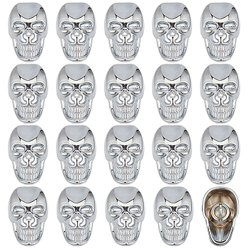 20Pcs Alloy Shank Buttons, Skull, 1-Hole, Platinum, 24~25.5x16x14mm, Hole: 2~3mm