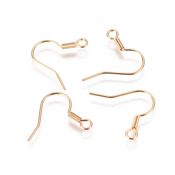 304 Stainless Steel Earring Hooks, with Horizontal Loop, Golden, 17.5x18.5x1.5mm, Hole: 2mm, 22 Gauge, Pin: 0.6mm