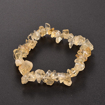Chips Natural Citrine(Dyed & Heated) Beaded Stretch Bracelets, 1-3/4 inch(4.5cm)