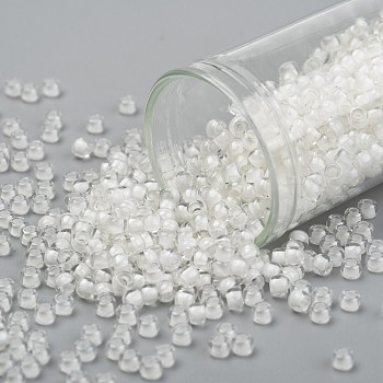 TOHO Round Seed Beads, Japanese Seed Beads, (981) Inside Color Crystal/Snow Lined, 8/0, 3mm, Hole: 1mm, about 1110pcs/50g