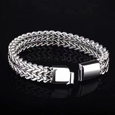 Punk Style 304 Stainless Steel Curb Chain Bracelets for Men(WGFAED6-05)-3