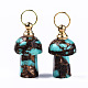 Assembled Natural Bronzite and Synthetic Turquoise Openable Perfume Bottle Pendants(G-S366-057A)-2