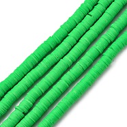 Handmade Polymer Clay Beads Strands, for DIY Jewelry Crafts Supplies, Heishi Beads, Disc/Flat Round, Green, 8x0.5mm, Hole: 2mm, about 350pcs/strand, 15.75''(40cm)(CLAY-R089-8mm-Q071)
