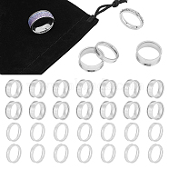 28Pcs 2 Size 201 Stainless Steel Grooved Finger Ring Settings, Ring Core Blank, for Inlay Ring Jewelry Making, Stainless Steel Color, Inner Diameter: 18mm, Groove: 2.1~7mm, 14Pcs/size(STAS-UN0048-54)