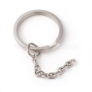 304 Stainless Steel Split Key Rings, Keychain Clasp Findings, with Chains, Stainless Steel Color, 72mm, 28x3mm(STAS-G185-02P-28mm)