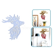 DIY Christmas Theme Display Decoration Food Grade Silicone Molds, Wall Hanging Ornament Resin Casting Molds, for Home Ornament Craft Making, Deer, 275x255x9mm(XMAS-PW0001-030A)