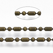 Brass Ball Chains, Ball-Bar Style, Round and Oval, Long-Lasting Plated, Soldered, with Spool, Cadmium Free & Nickel Free & Lead Free, Antique Bronze, 3.7x2mm, about 301.83 Feet(92m)/roll(CHC-S008-009C-AB)