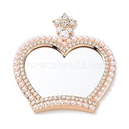 Pearl Rhinestone Crown Makeup Mirror, with Alloy Findings, for Woman Mobile Phone Case Accessories, Light Gold, 58x55x6.5mm(PALLOY-K008-04KCG)