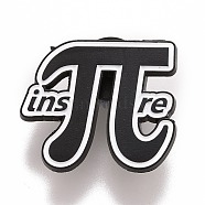 Word π Brooch, for Teachers Students, Alloy Badge for Backpack Clothes, Gunmetal, Black, 23x26.5x1.5mm, Pin: 1.2mm(JEWB-M023-13)