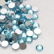 Glass Flat Back Rhinestone, Grade A, Back Plated, Faceted, Half Round, Aquamarine, 6.3~6.5mm, about 288pcs/bag(RGLA-C002-SS30-202)