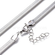 Unisex 304 Stainless Steel Herringbone Chain Necklaces, with Lobster Claw Clasps, Stainless Steel Color, 17.71 inch(45cm), 5mm(NJEW-O119-01B-P)