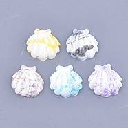 Resin Cabochons, Scallop, Mixed Color, 32.5~33.5x31~32x8~9mm(RESI-T033-01)