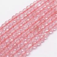 Cherry Quartz Glass Beads Strands, Faceted, Round, 4mm, Hole: 1mm, about 96pcs/strand, 14.9 inch~15.1 inch(G-D840-43-4mm)