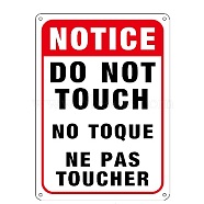UV Protected & Waterproof Aluminum Warning Signs, Notice Do Not Toque No Tocar Ne Pas Toucher Sign, Red, 250x180x1mm, Hole: 4mm(X-AJEW-WH0111-A15)