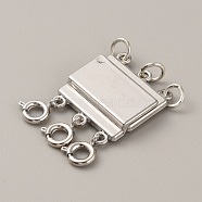3-Strand 6-Hole Alloy Box Magnetic Clasps, Multi-Strand Clasps, Necklace Layering Clasps, Platinum, 31mm, Rectangle: 21.5x18x4mm, Hole: 3.6mm(FIND-TAC0002-064P)
