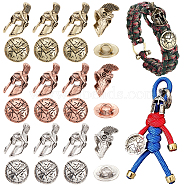 Outdoor EDC Cord Lanyard Bracelet Keychain Beads Buttons, Incliunding Alloy Spartan Helmet European Beads & Shield Buttons, Mixed Color, 24Pcs/box(FIND-UN0002-07)