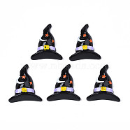 Opaque Resin Cabochons, Halloween Style, Witch Hat, Black, 26x22.5x7mm(X-CRES-N033-003A)