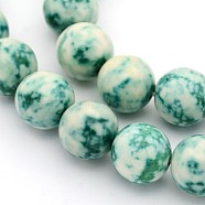 Natural Ocean White Jade Round Beads Strands, Dyed, Medium Sea Green, 8mm, Hole: 1mm, about 50pcs/strand, 15.7 inch(X-G-F188-8mm-01)