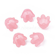Transparent Acrylic Bead Caps, Frosted, Flower, 6-Petal, Light Coral, 8x10.5x10.5mm, Hole: 1.4mm(FACR-N005-002G)