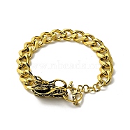 Men's Alloy Curb Chain Bracelet with Dragon Head Clasp, Punk Metal Jewelry, Antique Golden, 8-7/8 inch(22.5cm)(BJEW-A129-05AG)