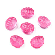 Transparent Spray Painted Glass Beads, Tortoise, Hot Pink, 12x11x7mm, Hole: 1mm(GLAA-N035-022-C03)