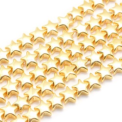 Electroplate Non-magnetic Synthetic Hematite Beads Strands, Grade AA, Long-Lasting Plated, Star, Golden Plated, 6x6mm, Hole: 0.8mm, about 85pcs/strand, 15.7 inch(40cm)(G-L485-14-G)