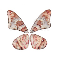 Translucent Resin Pendants Set, with Silver Foil, Butterfly Wing Charm, Indian Red, 23~39x19.5~24x2.5mm, Hole: 1mm, 4pcs/set(RESI-G063-01C)