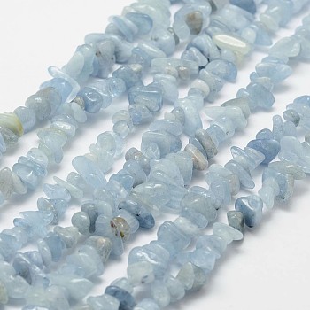 Natural Aquamarine Beads Strands, Chip, Grade AA, Light Sky Blue, 3~5x7~13x2~4mm, Hole: 0.4mm, about 31.5 inch(80cm)