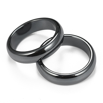 Non-Magnetic Synthetic Hematite Finger Rings, Black, 4mm, Inner Diameter: 20mm