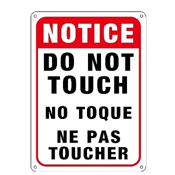 UV Protected & Waterproof Aluminum Warning Signs, Notice Do Not Toque No Tocar Ne Pas Toucher Sign, Red, 250x180x1mm, Hole: 4mm