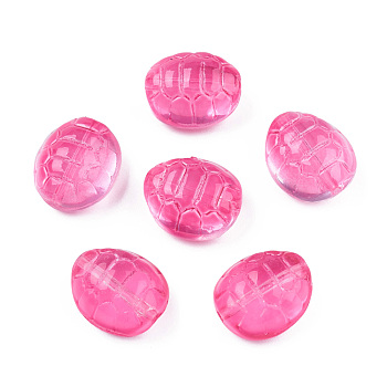 Transparent Spray Painted Glass Beads, Tortoise, Hot Pink, 12x11x7mm, Hole: 1mm
