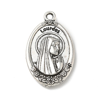 Alloy Pendants, Oval, Antique Silver, 26x16x3mm, Hole: 1.8mm, about 375pcs/1000g