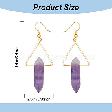 3 Pairs 3 Style Natural Mixed Gemstone Triangle with Bullet Dangle Earrings(EJEW-AN0002-27)-2
