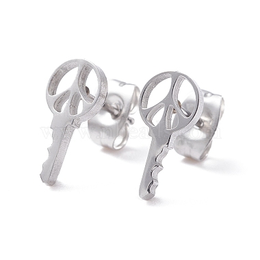Key 304 Stainless Steel Stud Earrings