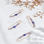4Pcs Iron Kilt Pins, Resin Evil Eye & Faceted Glass Beaded Broochs, Thistle, 59x13x6.5mm(JEWB-LP0005-05)